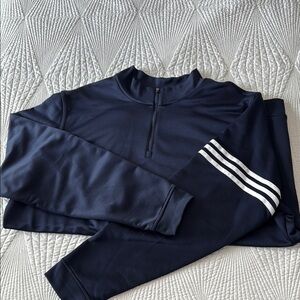 Adidas Blue and White Quarter-Zip Sweatshirt